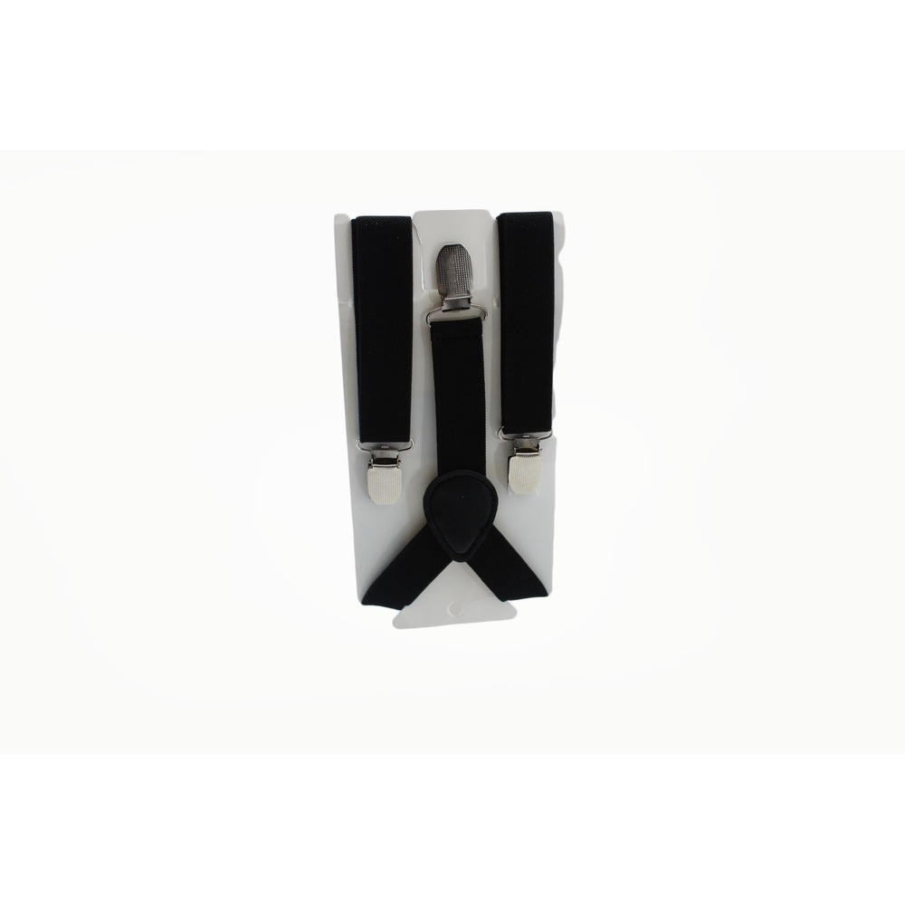 Kids Black Suspenders Adjustable Y-Back Elastic Clip-On Formal Accessories